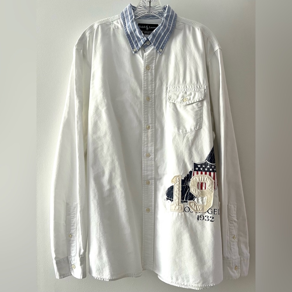 Ralph Lauren Polo Vintage Winged 1932 Oxford Button Down Shirt Size XL